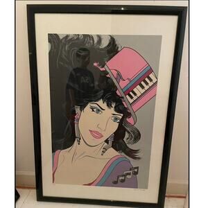PATRICK NAGEL 1980 ART WORK FRAMED DENISE 7/200 33’by 47’ SIGNED COLLECTIBLE